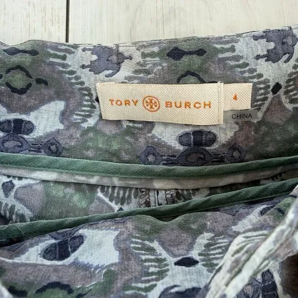 Tory Burch Merin Print Silk Shorts in Bedford Gray Womens Size 4 - Picture 5 of 13
